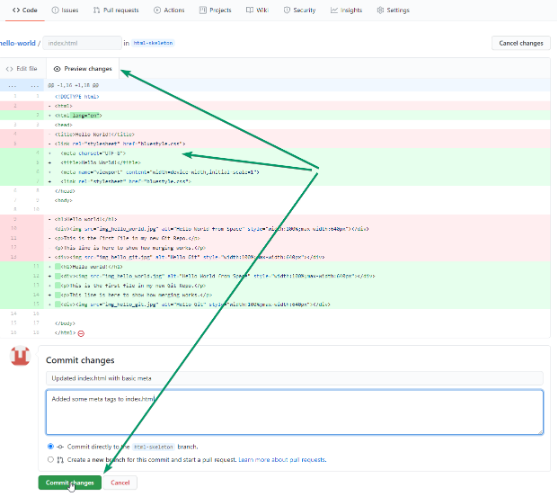 Preview Changes and Commit