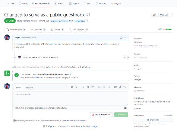 GitHub Fork Pull Request Sent