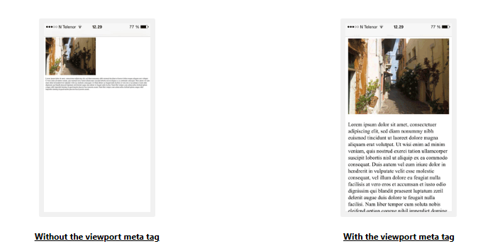 Without viewport meta tag